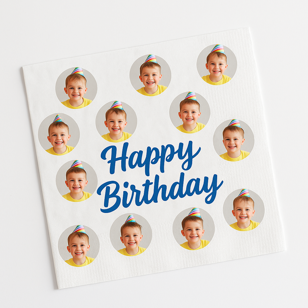 Birthday Napkins with Custom photos(Sublimation on paper napkins)/Personalized paper napkins with your photo