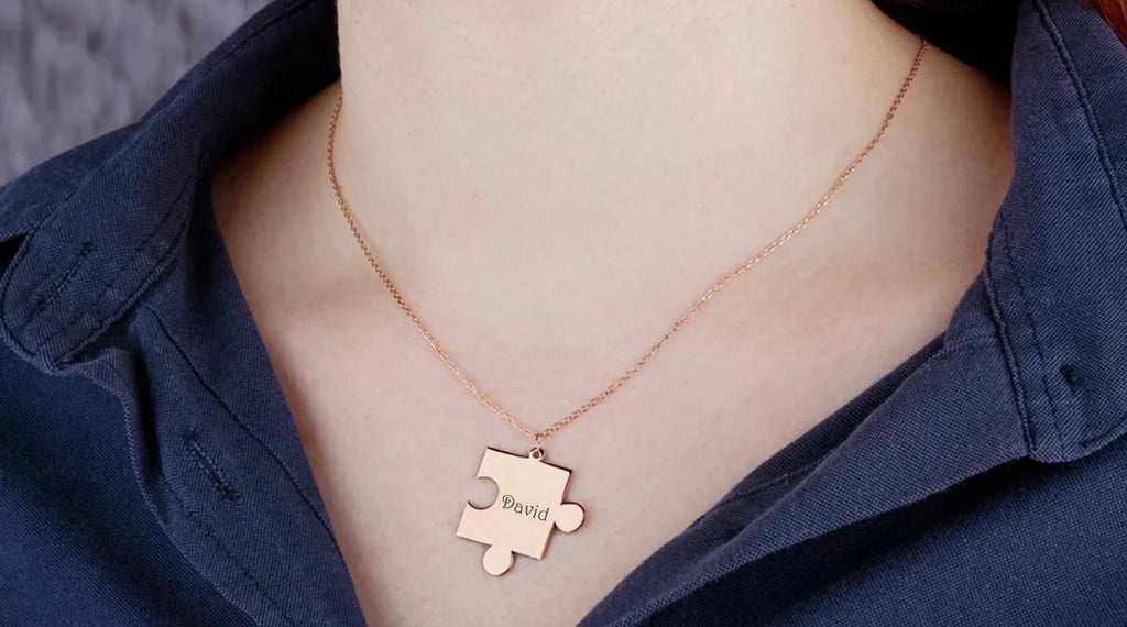 🧩 Personalized Puzzle Piece Necklaces (Set of 2)