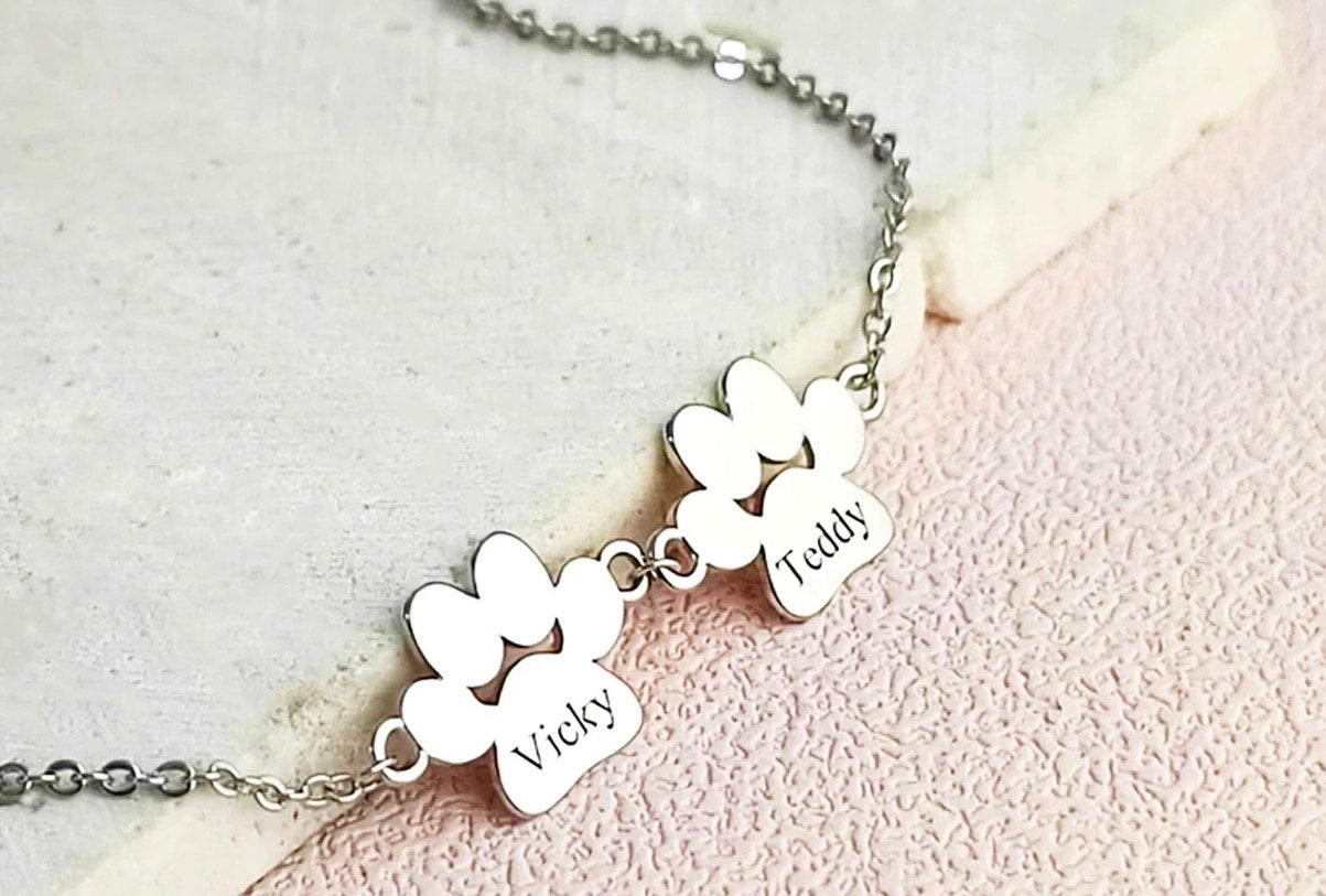 Paw Print Bracelet,Stainless Steel