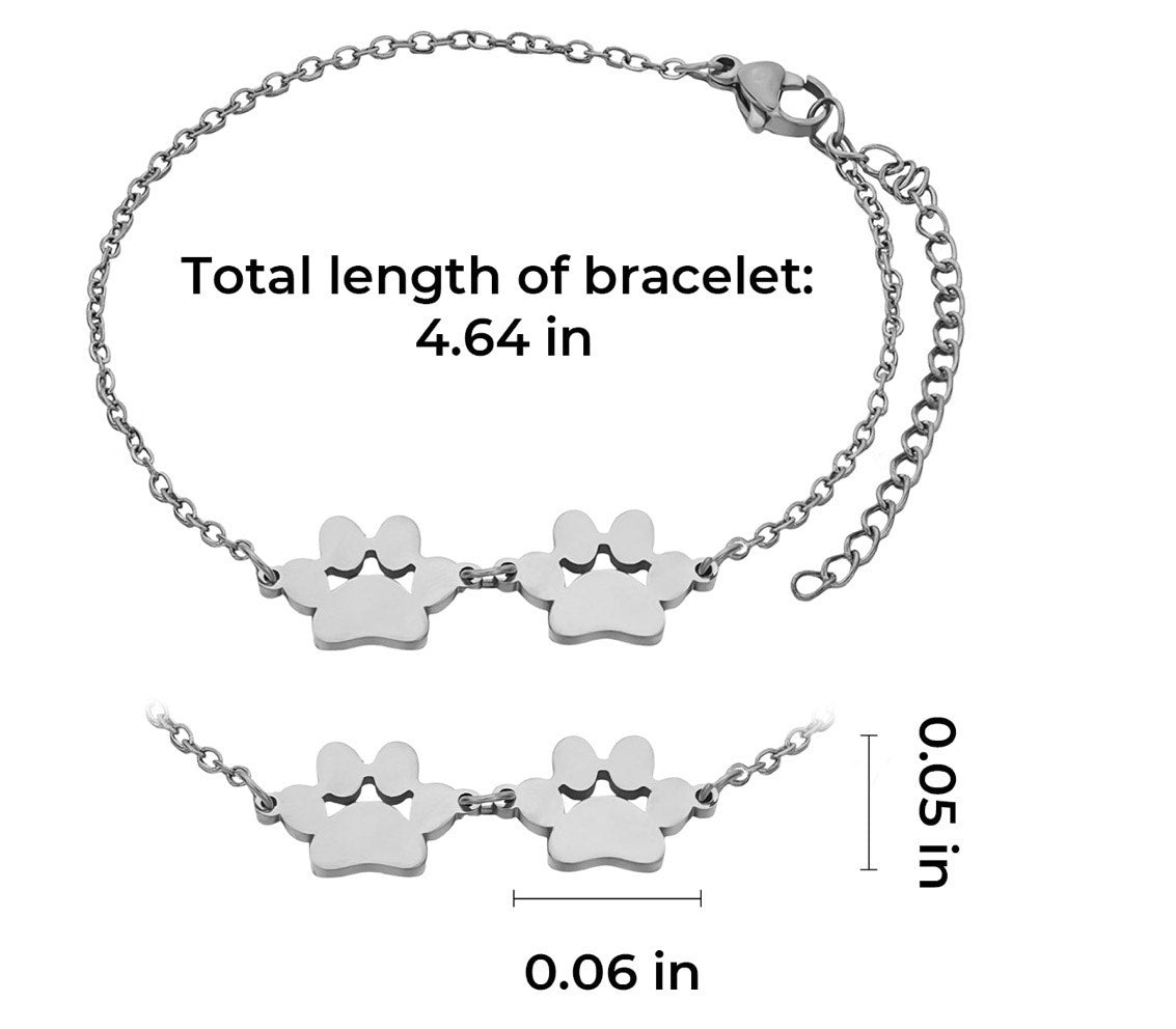 Paw Print Bracelet,Stainless Steel